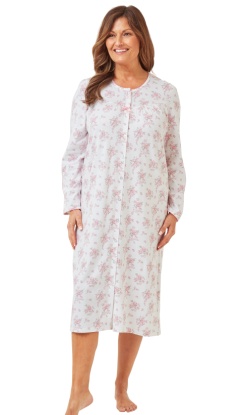 Marlon Floral Button Through Long Sleeve Nighdress